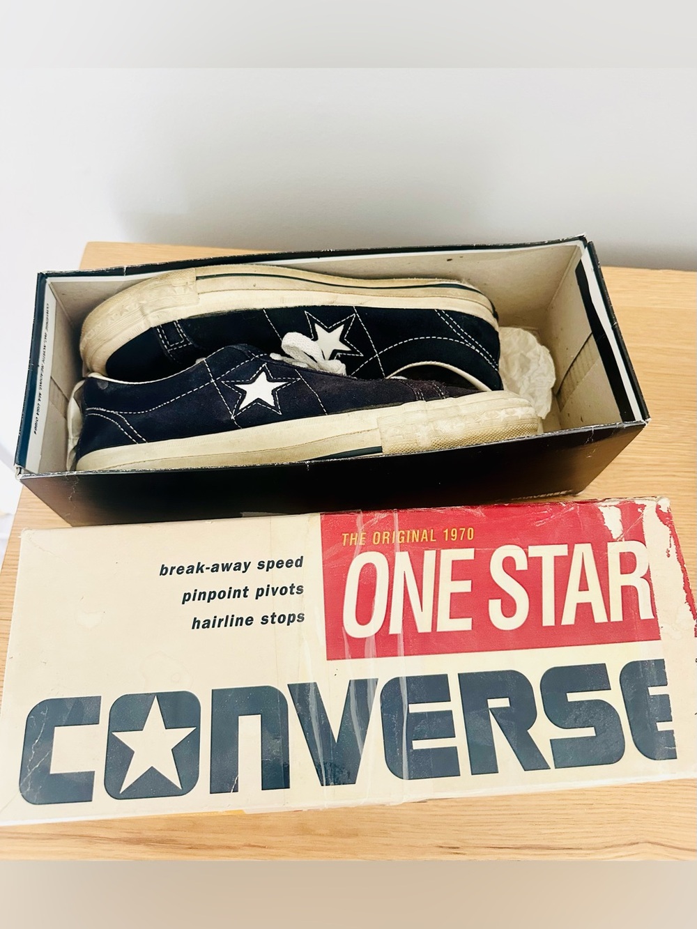 Vintage 1995-96 CONVERSE navy/white suede One Star Sneakers - Picture 2 of 8